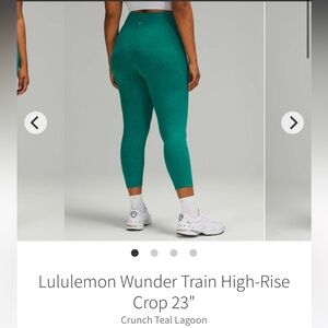 Lululemon Wunder Train HR Crop in Crunch Teal Lagoon